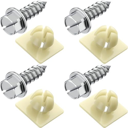 License Plate Screws with Nylon Inserts - Stainless Steel Rust Proof License Plate Screws for License Plates, Frames & Covers - 4755299 3907444 A11719 - U.S. Cars Trucks SUVs
