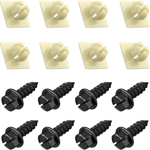 License Plate Screws with Nylon Inserts - Stainless Steel Rust Proof License Plate Screws for License Plates, Frames & Covers - 4755299 3907444 A11719 - U.S. Cars Trucks SUVs