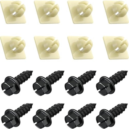 License Plate Screws with Nylon Inserts - Stainless Steel Rust Proof License Plate Screws for License Plates, Frames & Covers - 4755299 3907444 A11719 - U.S. Cars Trucks SUVs